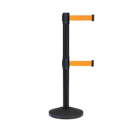 Stanchion Dual Belt Barrier Black Post 13ft. Fl.Org Belt